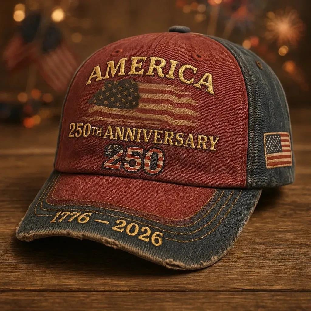 America 250th Anniversary 1776-2026 Vintage Distressed Printed Hat, Patriotic USA Cap