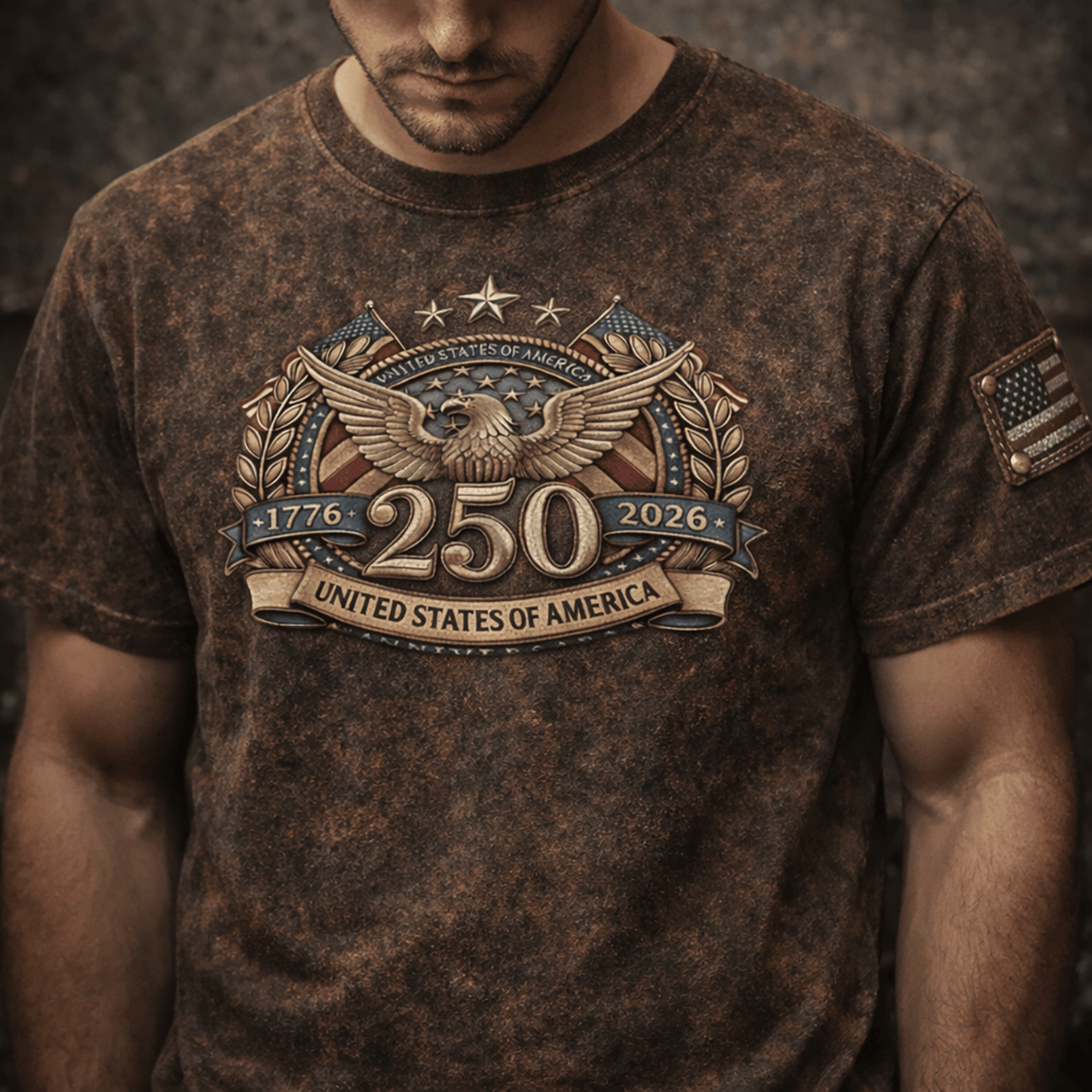 USA 250th Anniversary 1776–2026 Printed T-Shirt, Patriotic Eagle Graphic Tee, American Independence 4th of July Shirt