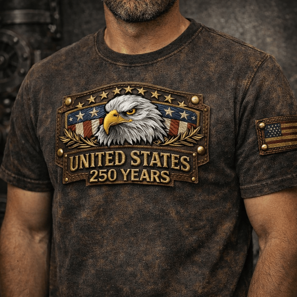 United States 250 Years Patriotic Eagle Printed T Shirt Vintage American Flag USA Pride Independence Day Father’s Day Gift for Dad Veteran