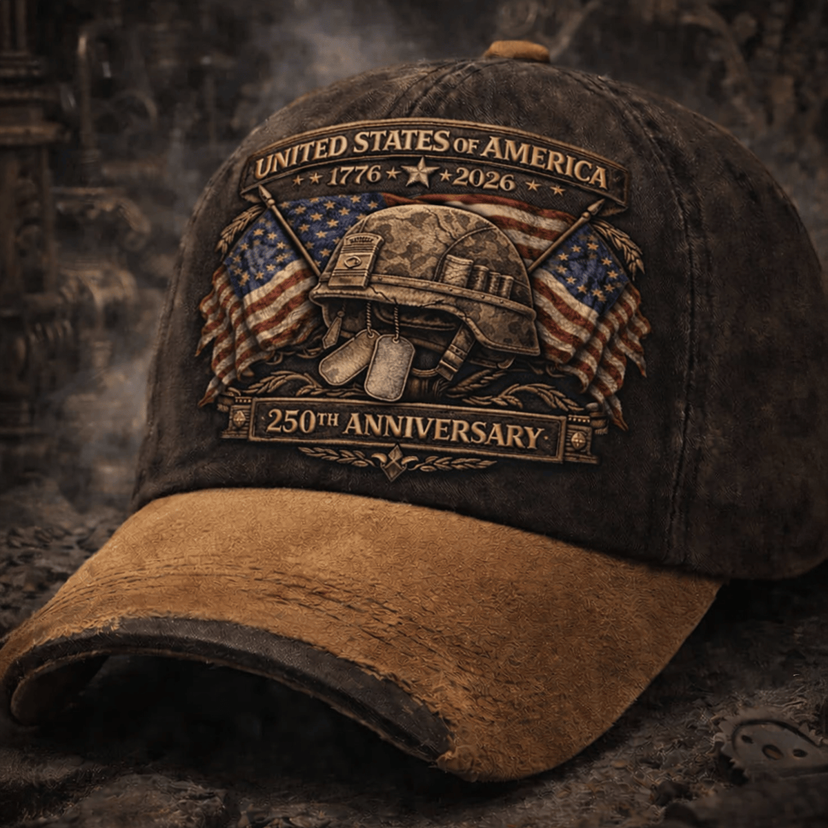 United States of America 1776–2026 Soldier Helmet Patriotic Printed Cap 250th Anniversary USA Independence Vintage American Pride Gift for Dad