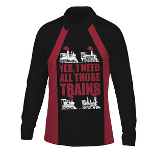 Railspirit Custom Name Chicago Great Western Railroad Long Sleeve Polo Shirt Yes I Need All Those Train Printed Shirt