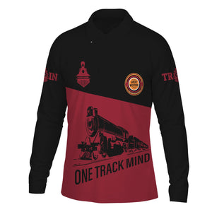 Railspirit Custom Name Chicago Great Western Railroad Long Sleeve Polo Shirt One Track Mind Printed Shirt