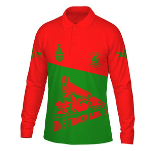 Railspirit Custom Name Elgin Joliet And Eastern Railroad Long Sleeve Polo Shirt One Track Mind Printed Shirt