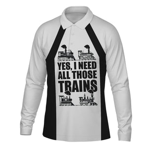 Railspirit Custom Name Bessemer And Lake Erie Railroad Long Sleeve Polo Shirt Yes I Need All Those Train Printed Shirt
