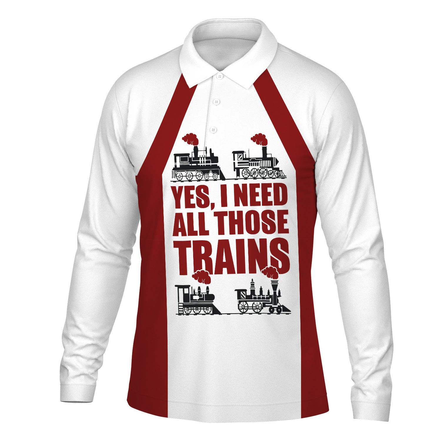 Railspirit Custom Name Detroit & Mackinac Railroad Long Sleeve Polo Shirt Yes I Need All Those Train Printed Shirt