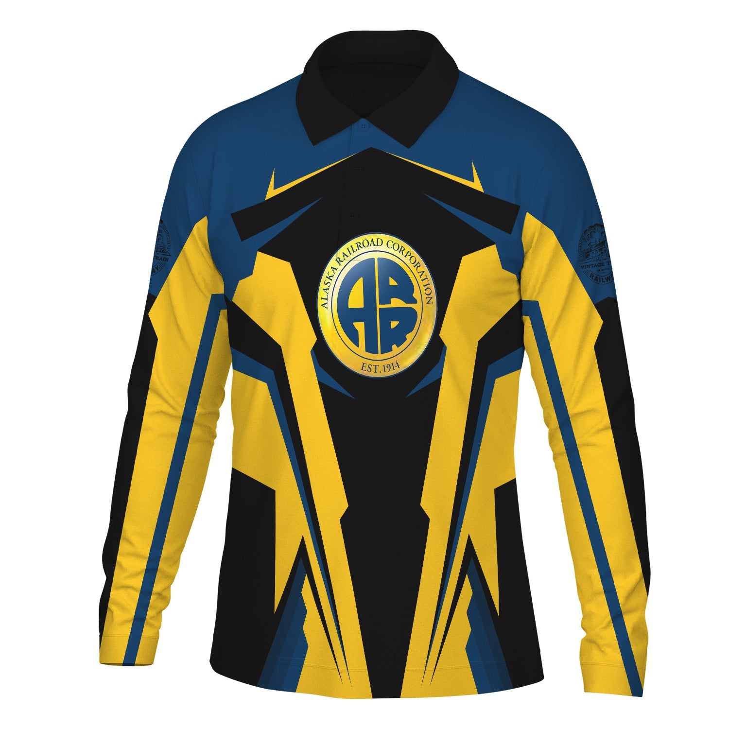 Railspirit Personalized Alaska Railroad Long Sleeve Polo Shirt Strong Line Train Long Sleeve Polo Shirt Gift Idea For Train Lover