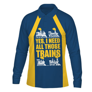 Railspirit Custom Name Alaska Railroad Long Sleeve Polo Shirt Yes I Need All Those Train Printed Shirt