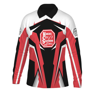 Railspirit Personalized Kansas City Southern Long Sleeve Polo Shirt Strong Line Train Long Sleeve Polo Shirt Gift Idea For Train Lover