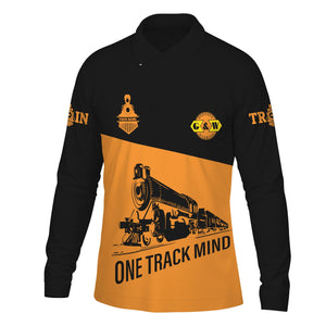 Railspirit Custom Name Genesee & Wyoming Inc. Railroad Long Sleeve Polo Shirt One Track Mind Printed Shirt