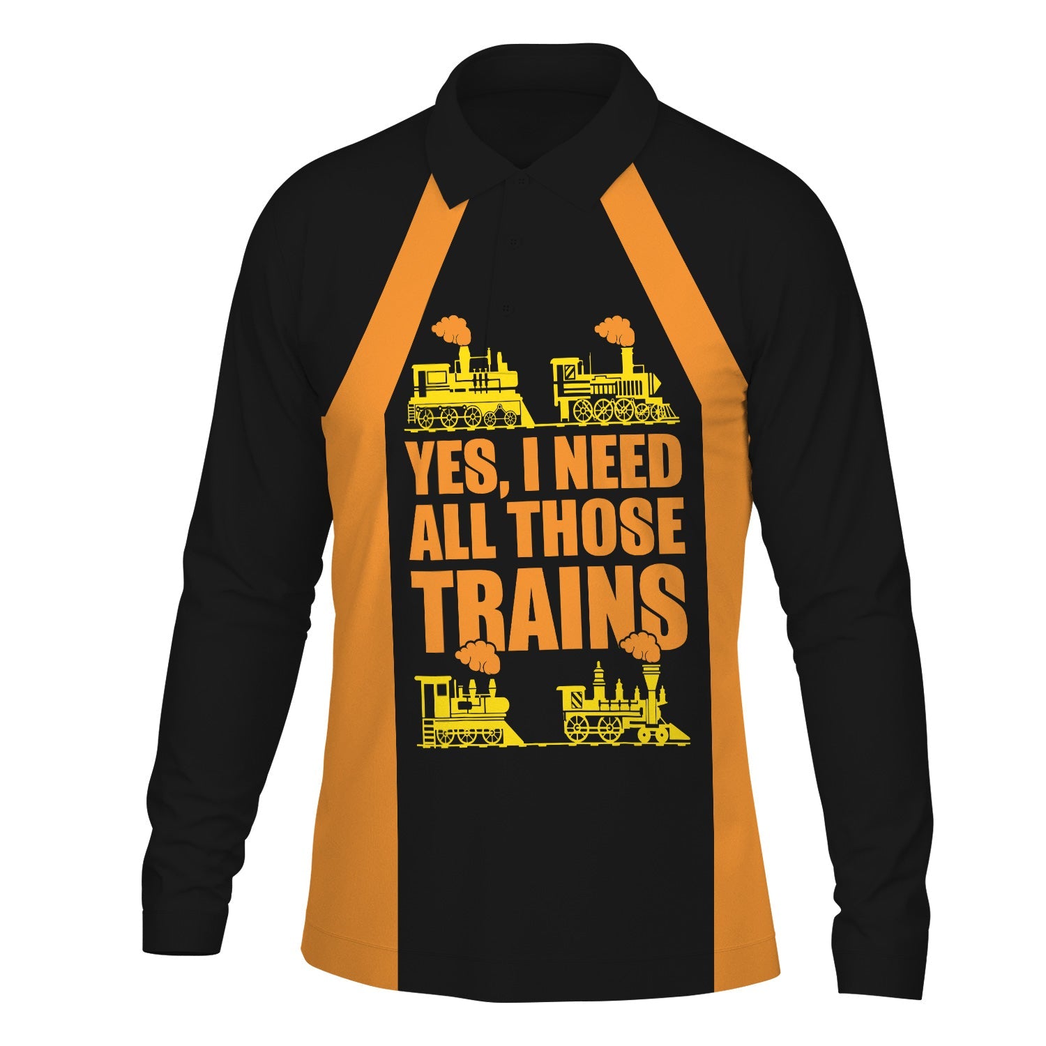 Railspirit Custom Name Genesee & Wyoming Inc. Railroad Long Sleeve Polo Shirt Yes I Need All Those Train Printed Shirt