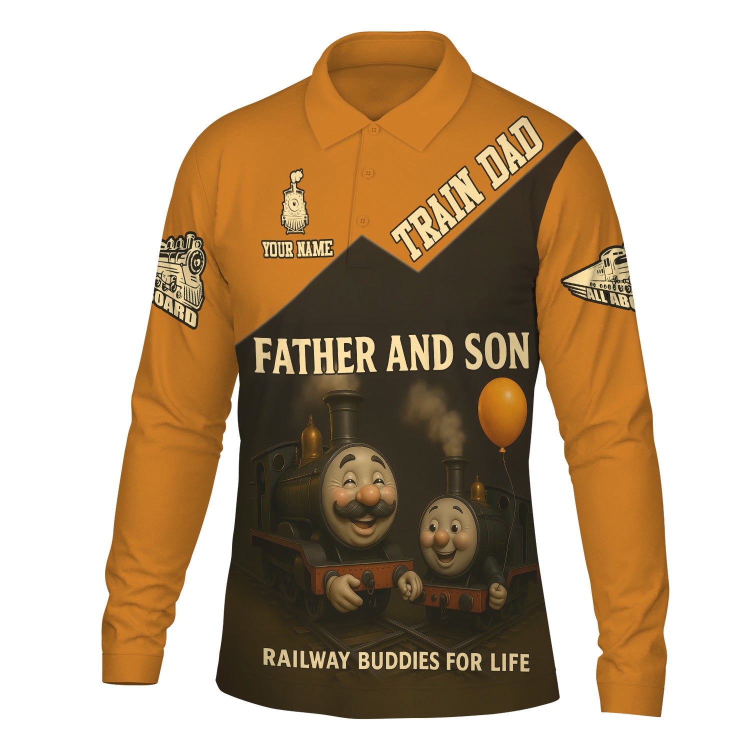 Railspirit Personalized Polo Long Sleeve Shirt Father And Son Railway Buddies For Life Shirt Gift Idea For Train Lover