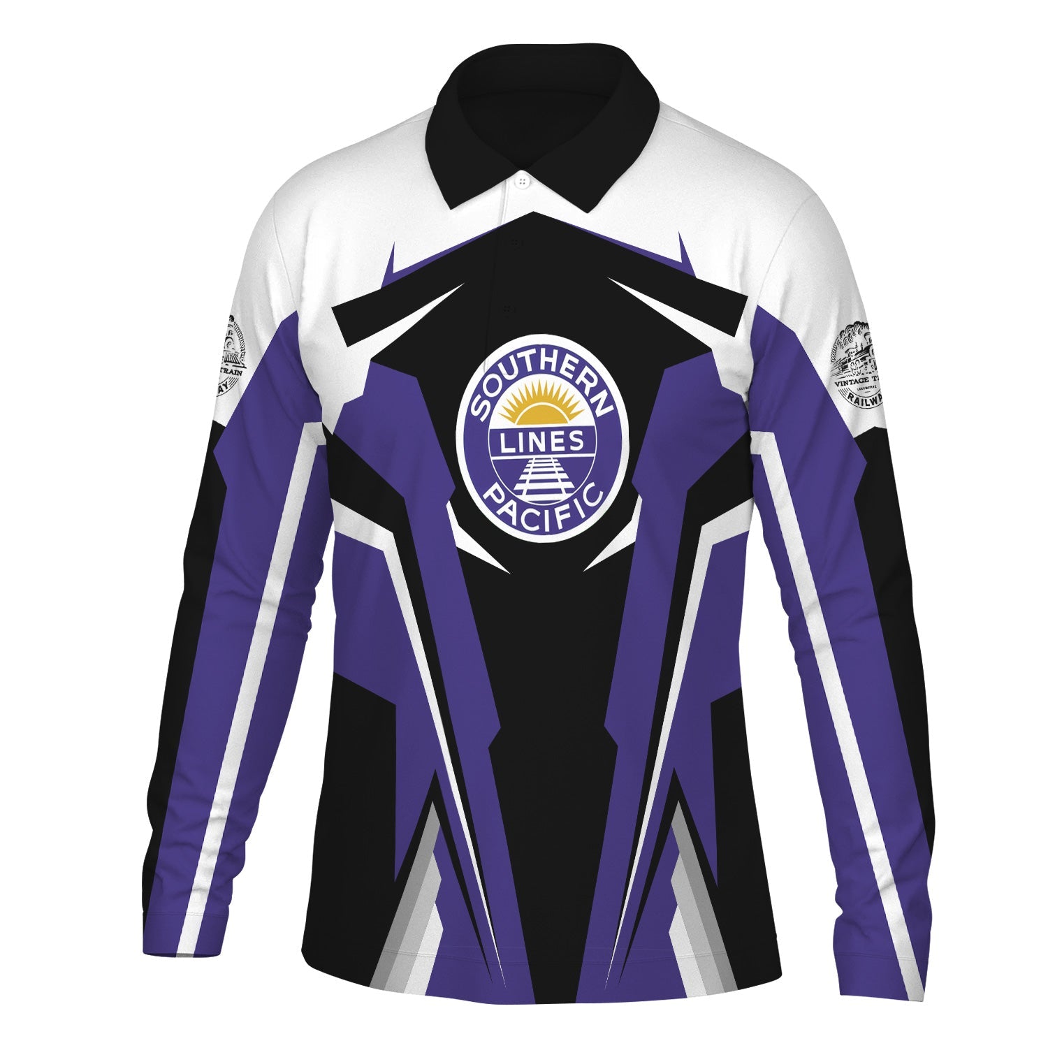 Railspirit Personalized Southern Pacific Railroad Long Sleeve Polo Shirt Strong Line Train Long Sleeve Polo Shirt Gift Idea For Train Lover