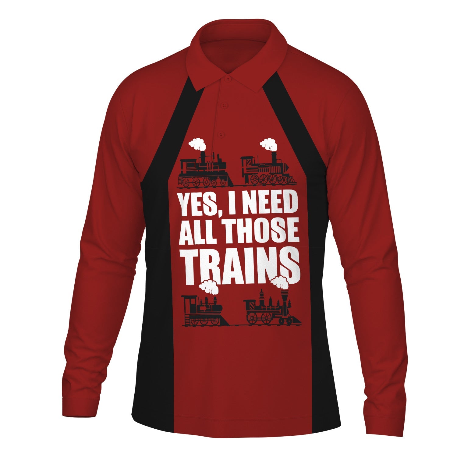 Railspirit Custom Name Great Northern Railway Long Sleeve Polo Shirt Yes I Need All Those Train GNR Printed Shirt