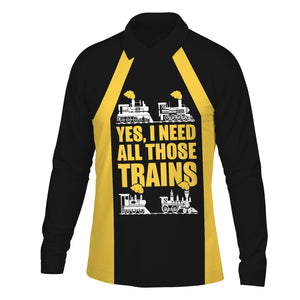 Railspirit Custom Name Erie Railroad Long Sleeve Polo Shirt Yes I Need All Those Train Printed Shirt