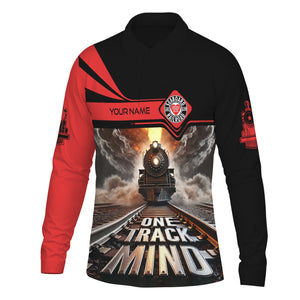 Railspirit Personalized Seaboard Air Line Railroad Long Sleeve Polo Shirt One Track Mind Train Printed Shirt