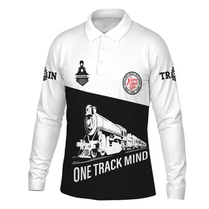 Railspirit Custom Name Atlantic Coast Line Railroad Long Sleeve Polo Shirt One Track Mind Printed Shirt