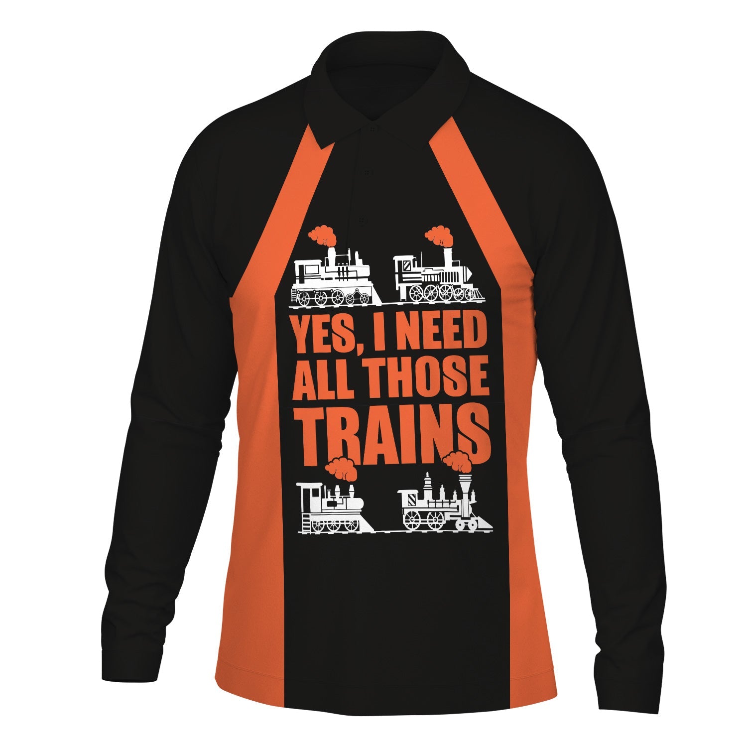 Railspirit Custom Name Illinois Central Railroad Long Sleeve Polo Shirt Yes I Need All Those Train Printed Shirt