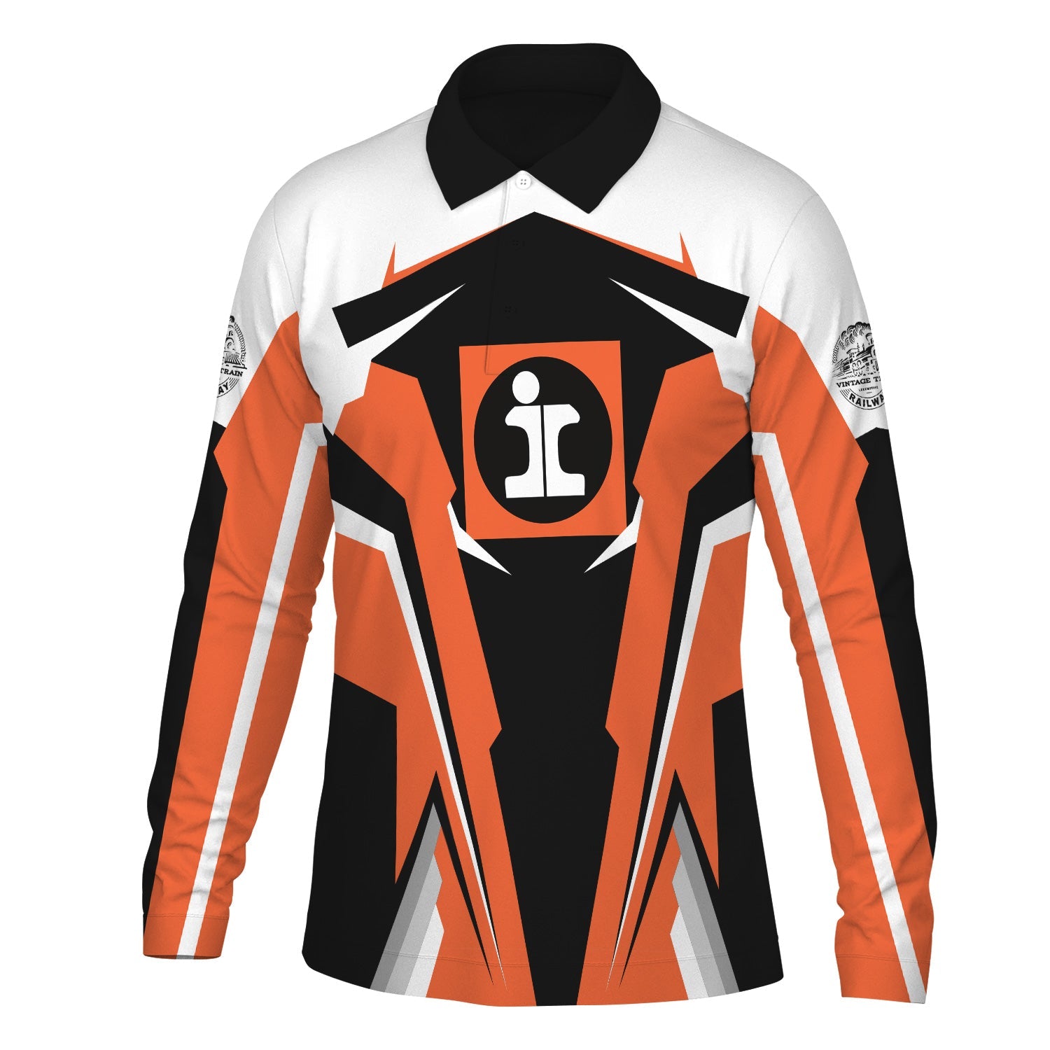 Railspirit Personalized Illinois Central Railroad Long Sleeve Polo Shirt Strong Line Train Long Sleeve Polo Shirt Gift Idea For Train Lover