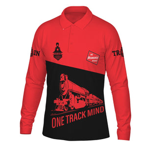 Railspirit Custom Name Chicago, Milwaukee, St. Paul and Pacific Railroad Long Sleeve Polo Shirt One Track Mind Milwaukee Road Printed Shirt