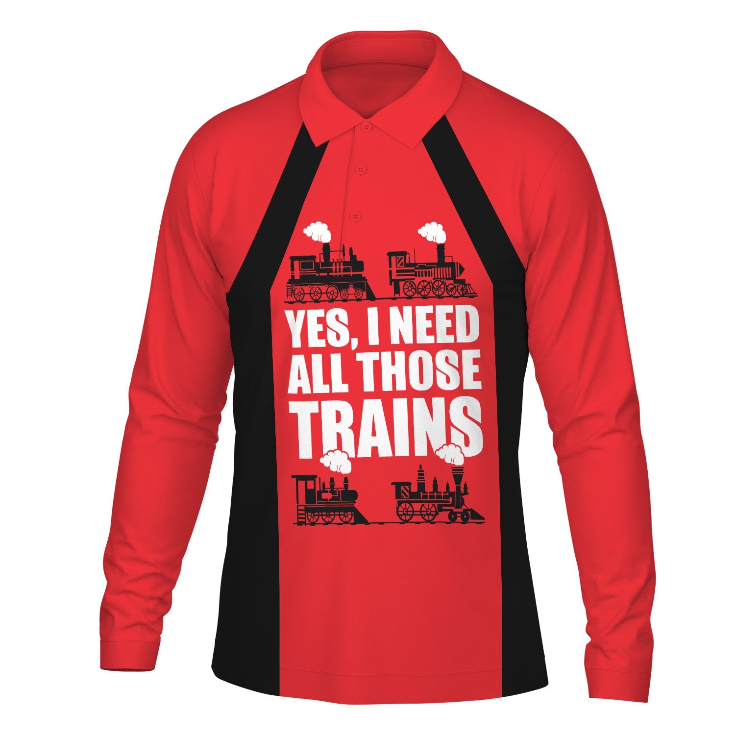 Railspirit Custom Name Chicago, Milwaukee, St. Paul and Pacific Railroad Long Sleeve Polo Shirt Yes I Need All Those Train Milwaukee Road Printed Shirt