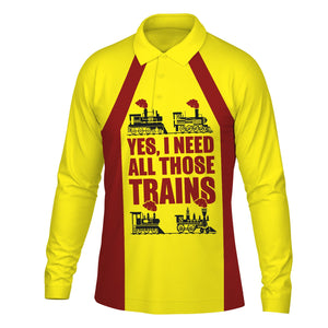Railspirit Custom Name Denver and Rio Grande Western Railroad Long Sleeve Polo Shirt Yes I Need All Those Train Printed Shirt