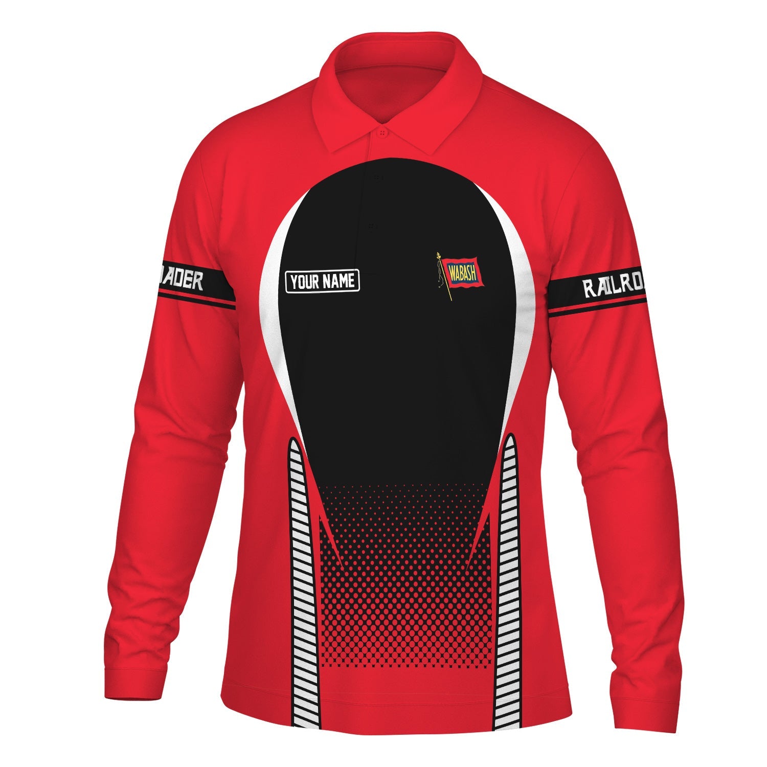 Railspirit Personalized Wabash Railroad Long Sleeve Polo Shirt Train Long Sleeve Polo Shirt Gift Idea For Train Lover