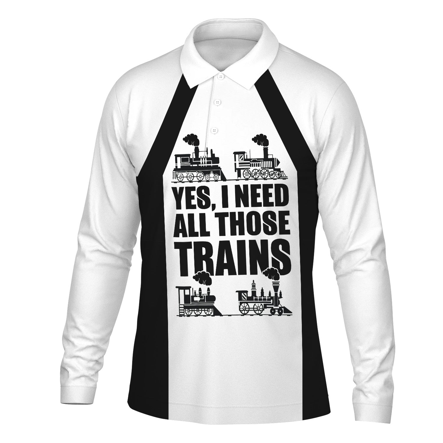 Railspirit Custom Name Reading Railroad Long Sleeve Polo Shirt Yes I Need All Those Train Printed Shirt