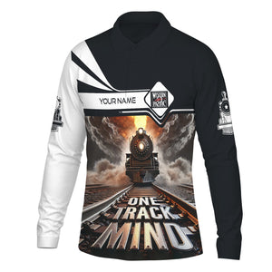 Railspirit Personalized Western Pacific Railroad Long Sleeve Polo Shirt One Track Mind Train Printed Shirt