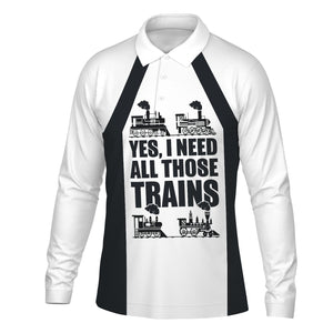 Railspirit Custom Name Western Pacific Railroad Long Sleeve Polo Shirt Yes I Need All Those Train Printed Shirt