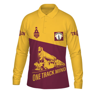 Railspirit Custom Name Boston and Maine Railroad Long Sleeve Polo Shirt One Track Mind Printed Shirt