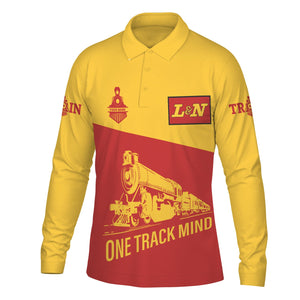 Railspirit Custom Name Louisville and Nashville Railroad Long Sleeve Polo Shirt One Track Mind L&N Printed Shirt