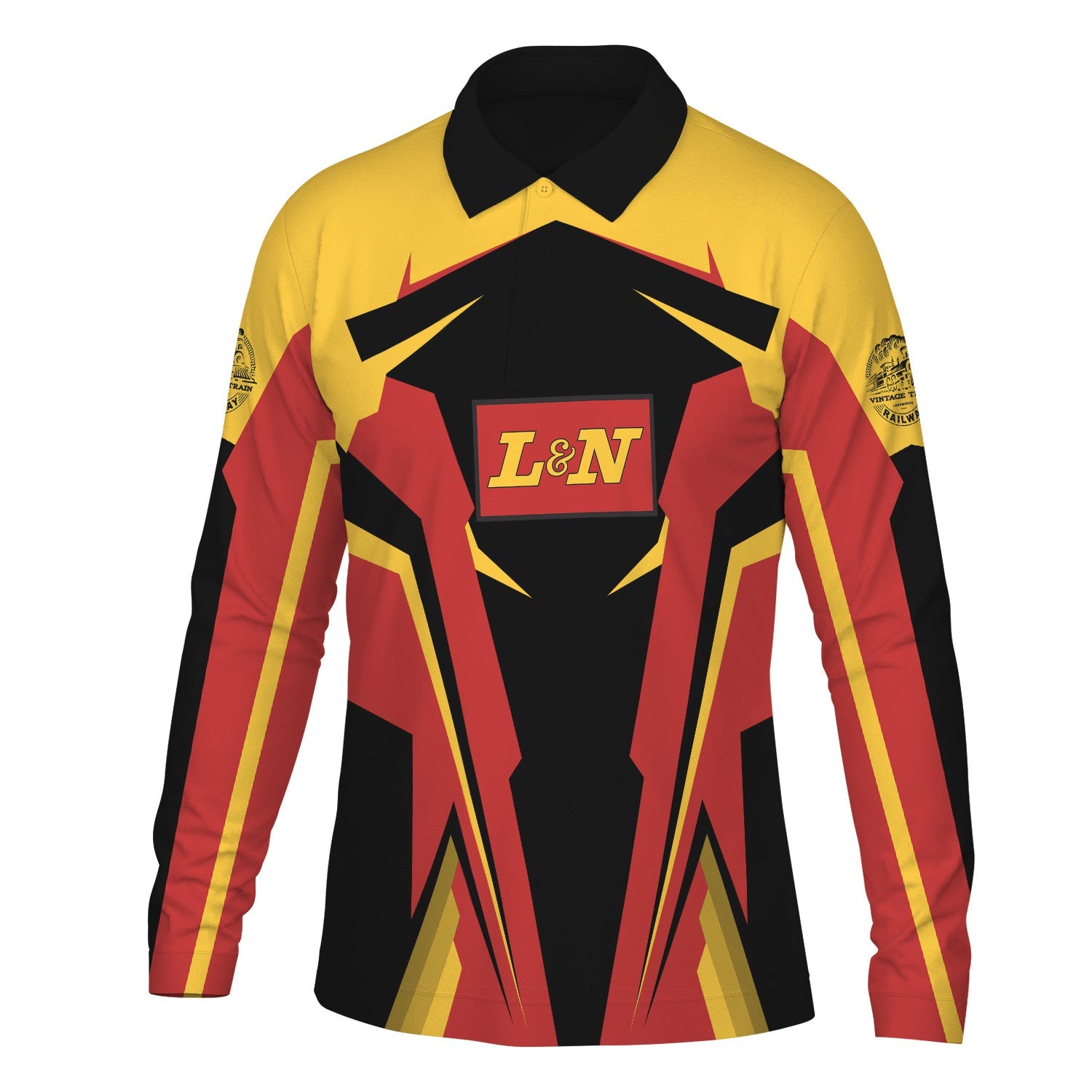 Railspirit Personalized Louisville and Nashville Railroad Long Sleeve Polo Shirt L&N Strong Line Train Long Sleeve Polo Shirt Gift Idea For Train Lover