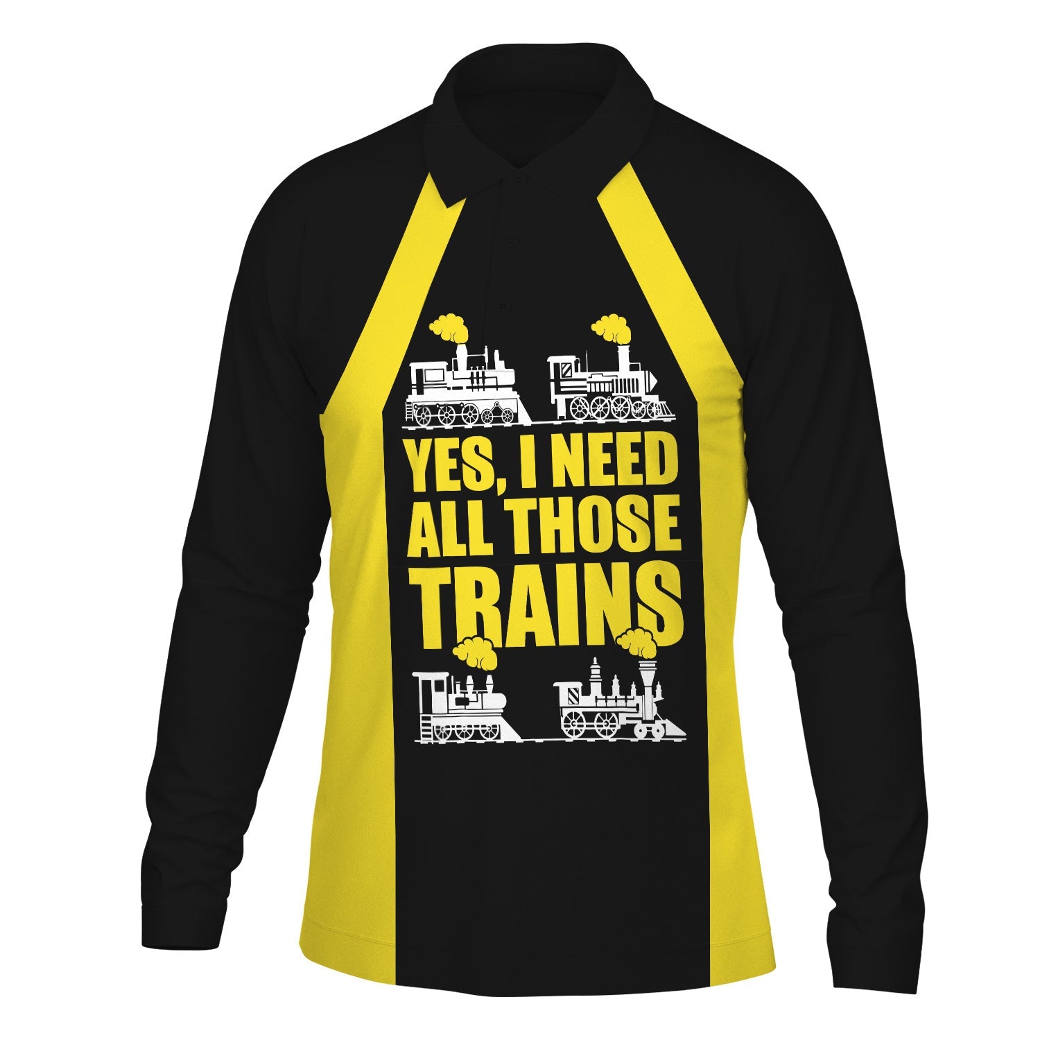 Railspirit Custom Name Clinchfield Railroad Long Sleeve Polo Shirt Yes I Need All Those Train Printed Shirt