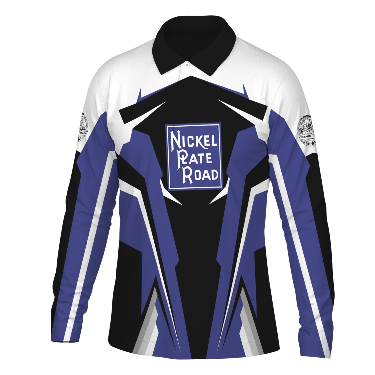 Railspirit Personalized New York, Chicago and St. Louis Railroad Long Sleeve Polo Shirt Nickel Plate Road Strong Line Train Long Sleeve Polo Shirt Gift Idea For Train Lover