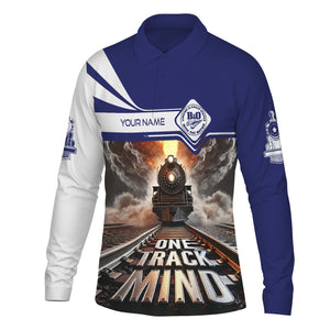 Railspirit Personalized B&O Great States Railroad Long Sleeve Polo Shirt One Track Mind Train Printed Shirt