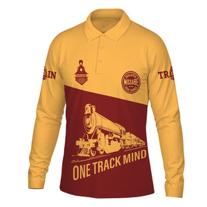 Railspirit Custom Name Duluth, Missabe, & Iron Range Railroad Long Sleeve Polo Shirt One Track Mind Printed Shirt
