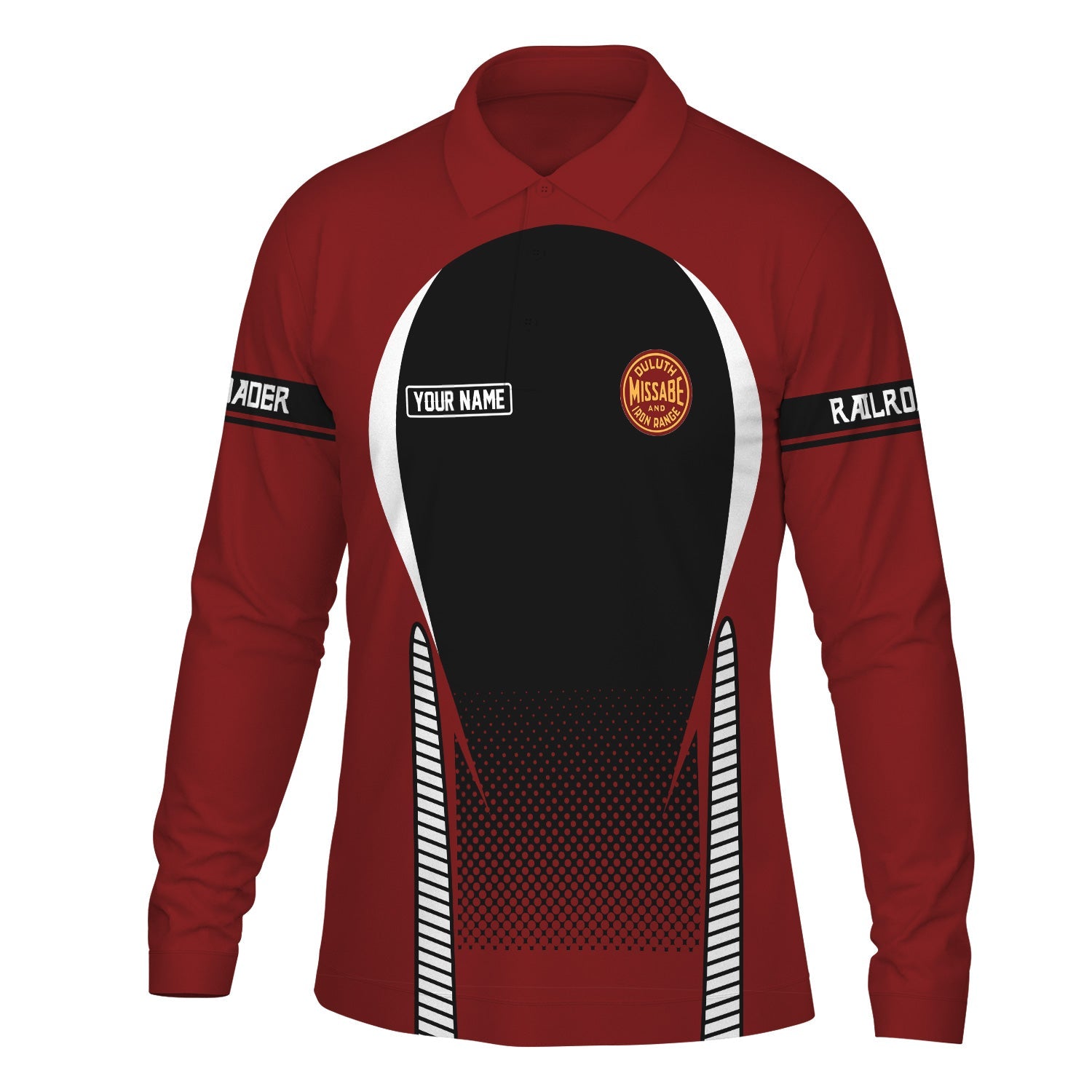 Railspirit Personalized Duluth, Missabe, & Iron Range Railroad Long Sleeve Polo Shirt Train Long Sleeve Polo Shirt Gift Idea For Train Lover