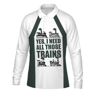 Railspirit Custom Name Youngstown & Southern Railroad Long Sleeve Polo Shirt Yes I Need All Those Train Printed Shirt