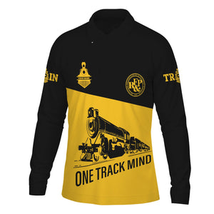 Railspirit Custom Name Richmond, Fredericksburg And Potomac Railroad Long Sleeve Polo Shirt One Track Mind Printed Shirt