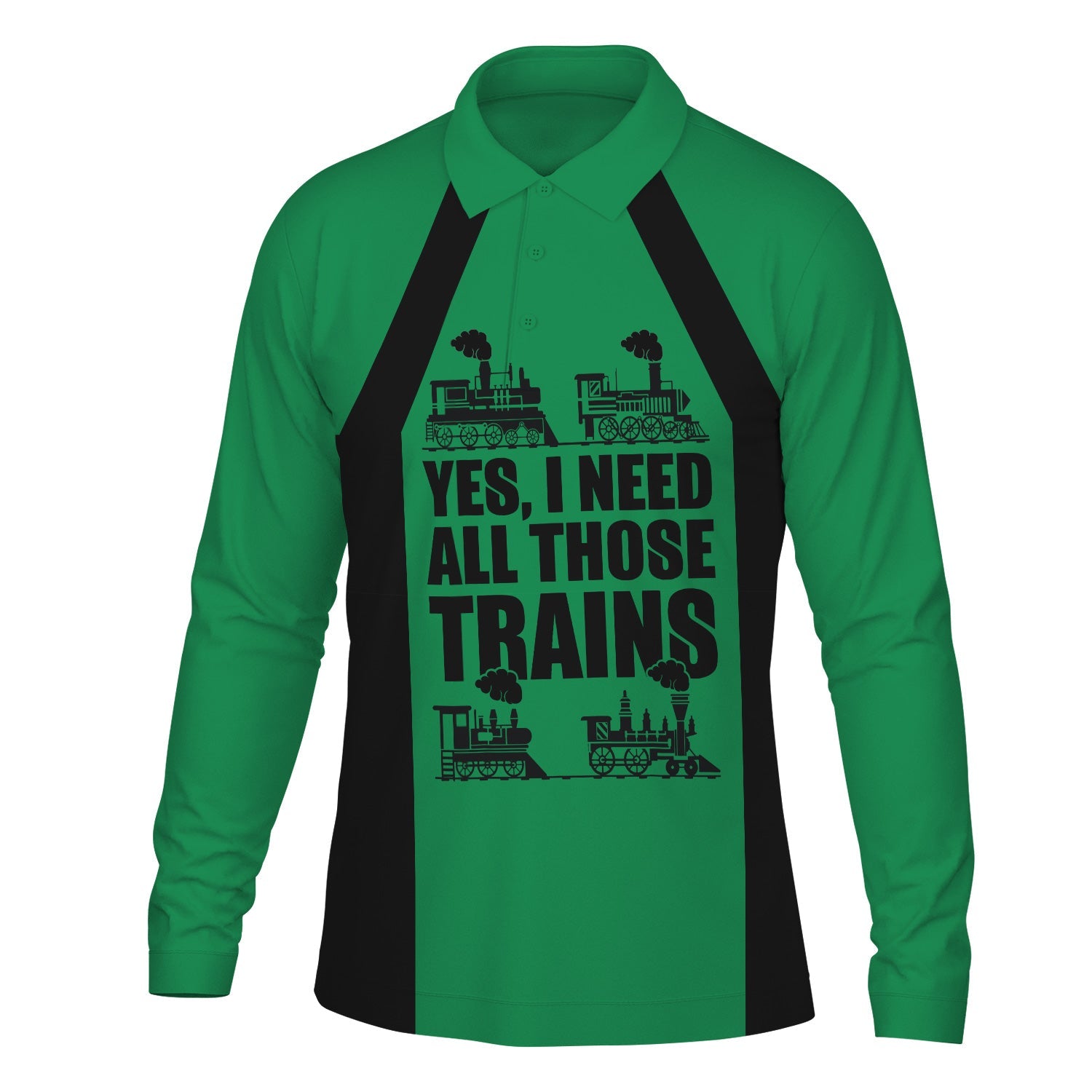 Railspirit Custom Name Pittsburgh And Lake Erie Railroad Long Sleeve Polo Shirt Yes I Need All Those Train Printed Shirt