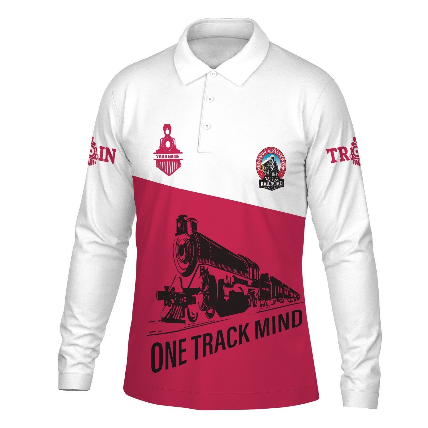 Railspirit Custom Name Durango And Silverton Narrow Gauge Railroad Long Sleeve Polo Shirt One Track Mind Printed Shirt