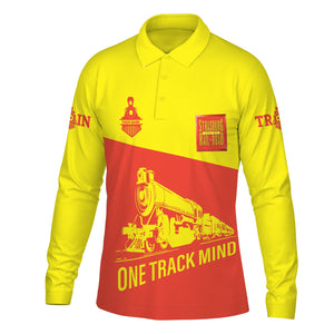 Railspirit Custom Name Strasburg Railroad Long Sleeve Polo Shirt One Track Mind Printed Shirt