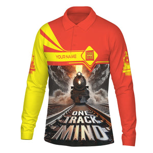Railspirit Personalized Strasburg Railroad Long Sleeve Polo Shirt One Track Mind Train Printed Shirt