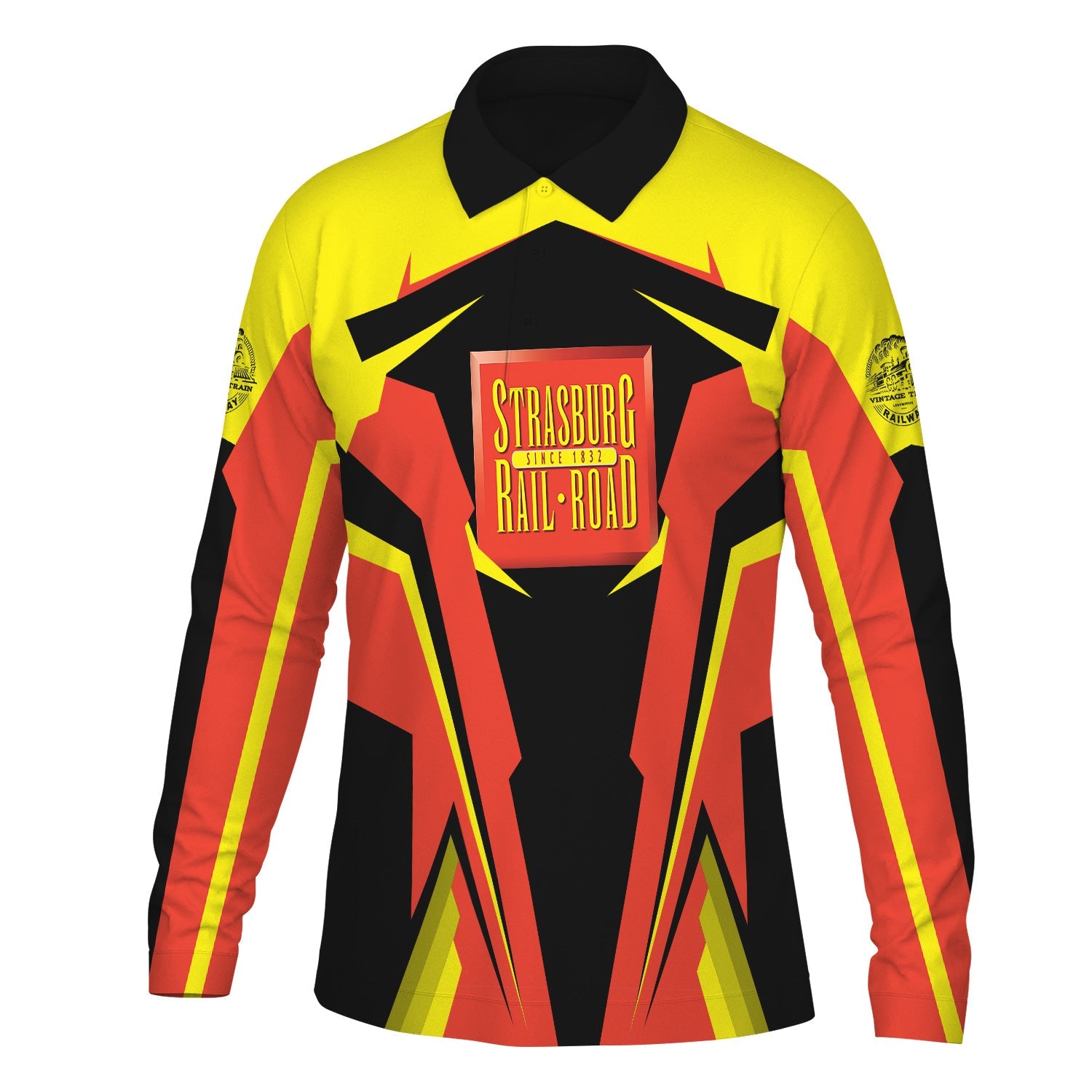 Railspirit Personalized Strasburg Railroad Long Sleeve Polo Shirt Strong Line Train Long Sleeve Polo Shirt Gift Idea For Train Lover