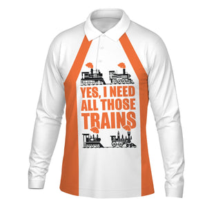 Railspirit Custom Name Wheeling And Lake Erie Railroad Long Sleeve Polo Shirt Yes I Need All Those Train Printed Shirt