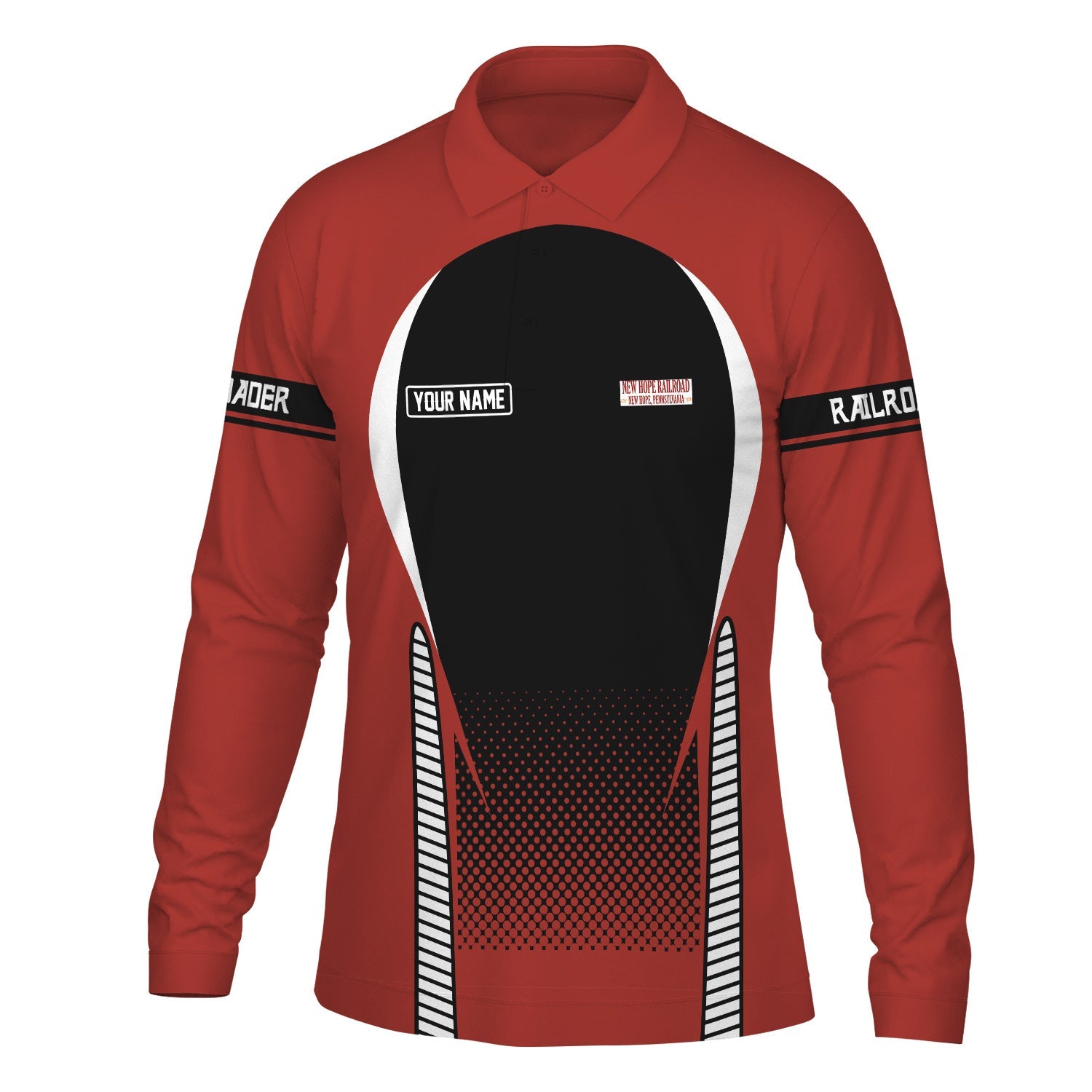 Railspirit Personalized New Hope Railroad Long Sleeve Polo Shirt Train Long Sleeve Polo Shirt Gift Idea For Train Lover