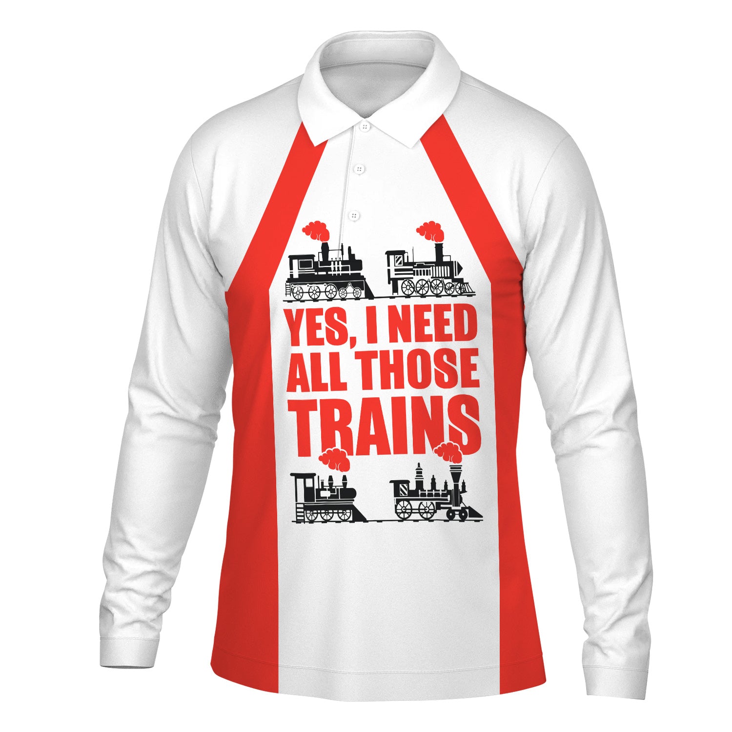 Railspirit Custom Name Fleischmann And Western Railroad Long Sleeve Polo Shirt Yes I Need All Those Train Printed Shirt