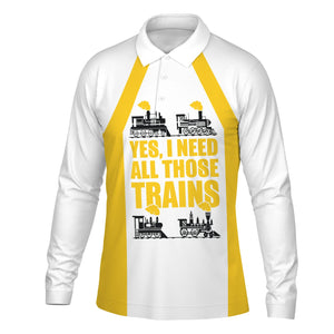 Railspirit Custom Name Central of Georgia Railway Long Sleeve Polo Shirt Yes I Need All Those Train Printed Shirt