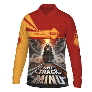 Railspirit Personalized Chicago South Shore and South Bend Railroad Long Sleeve Polo Shirt One Track Mind Train Printed Shirt