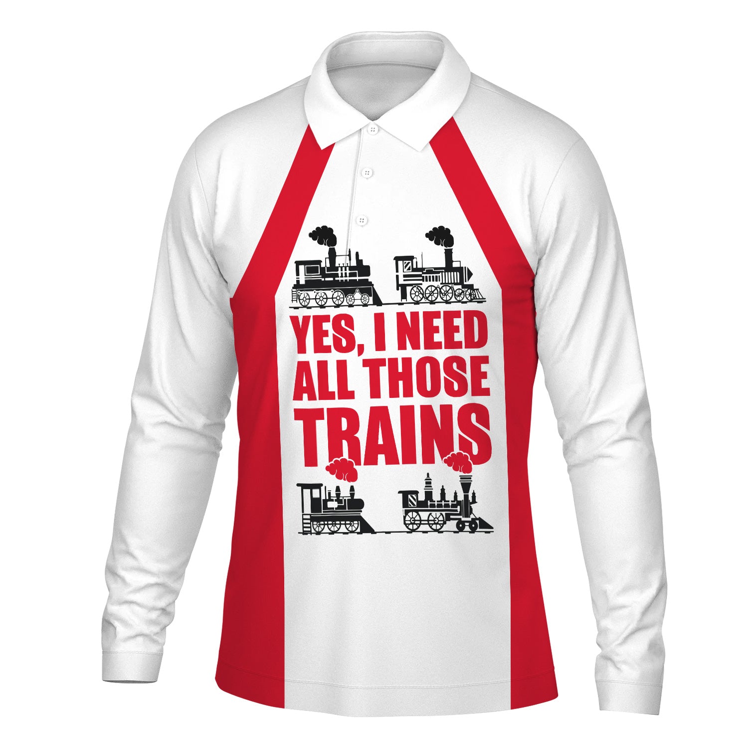 Railspirit Custom Name Great Western Railway Long Sleeve Polo Shirt Yes I Need All Those Train Printed Shirt